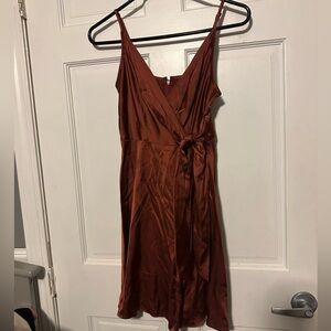 Express Rust Satin Mini Dress